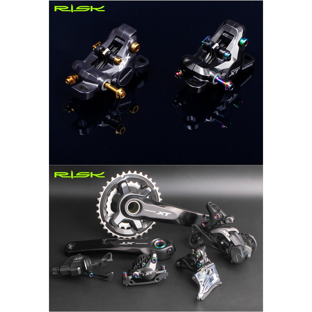 Titanium Bolt Upgrade Kit | Shifter and Brake Calipers | Shimano SLX M7000, XT M8000, XTR M9000