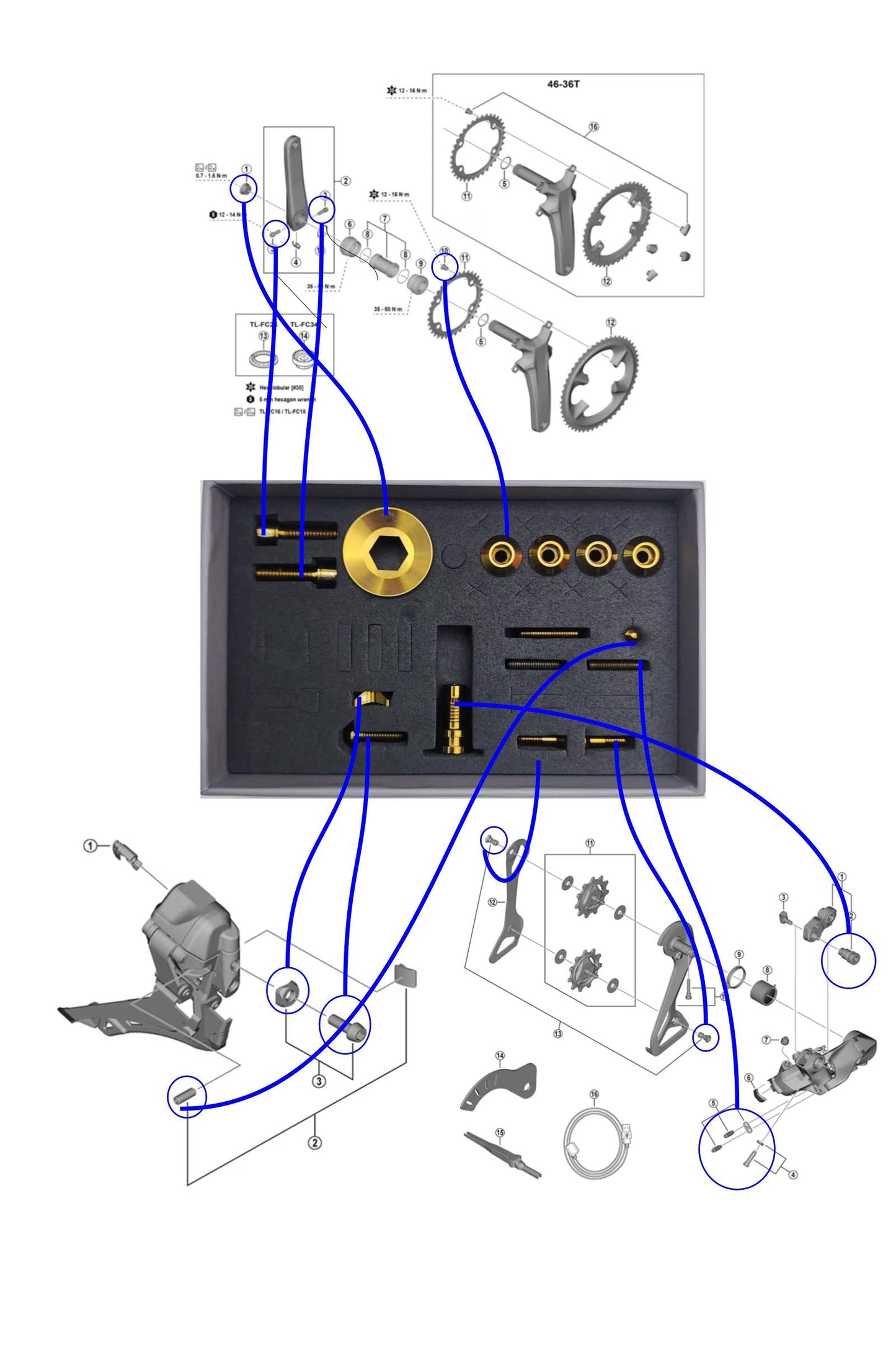 Shimano Dura-Ace R9270, Ultegra R8170, 105 R7170 Titanium nadogradni komplet