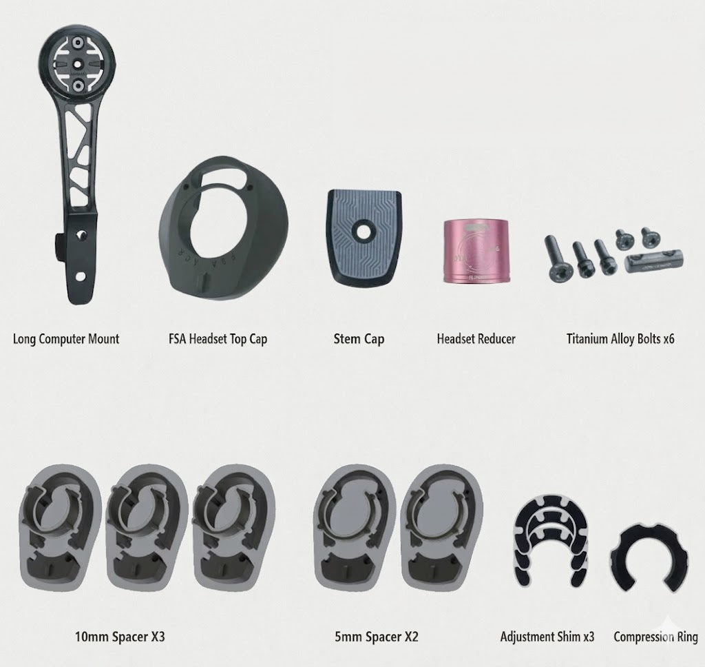 GANNA ANGLE° Carbon Integrated Handlebar | 320g T800+T1100 Carbon | FREE Transition Spacer, Accessories and Computer Mount