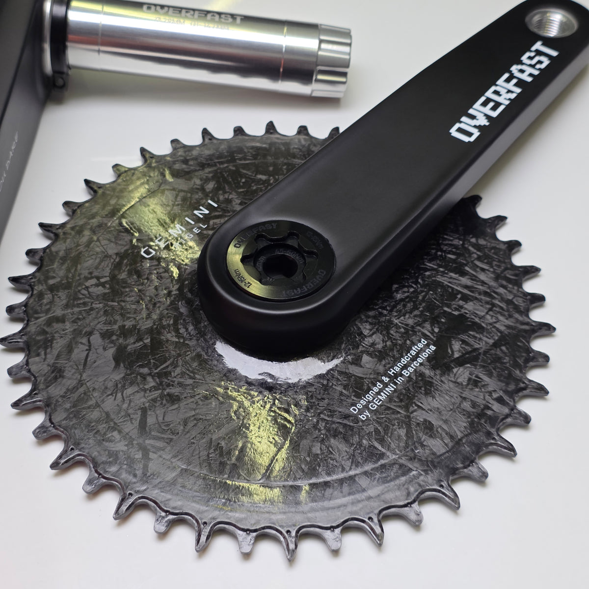 Gemini Rigel Carbon Chainring - Raceface Easton interface Tiparts install with Overfast Vela crankset