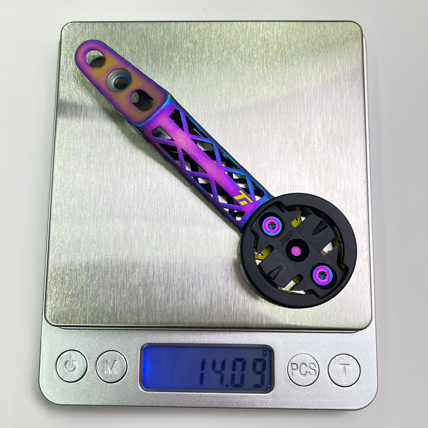 Supporto per computer con stampa 3D in titanio per manubrio integrato Giant Cadex Aero/Race | Garmin Wahoo Bryton