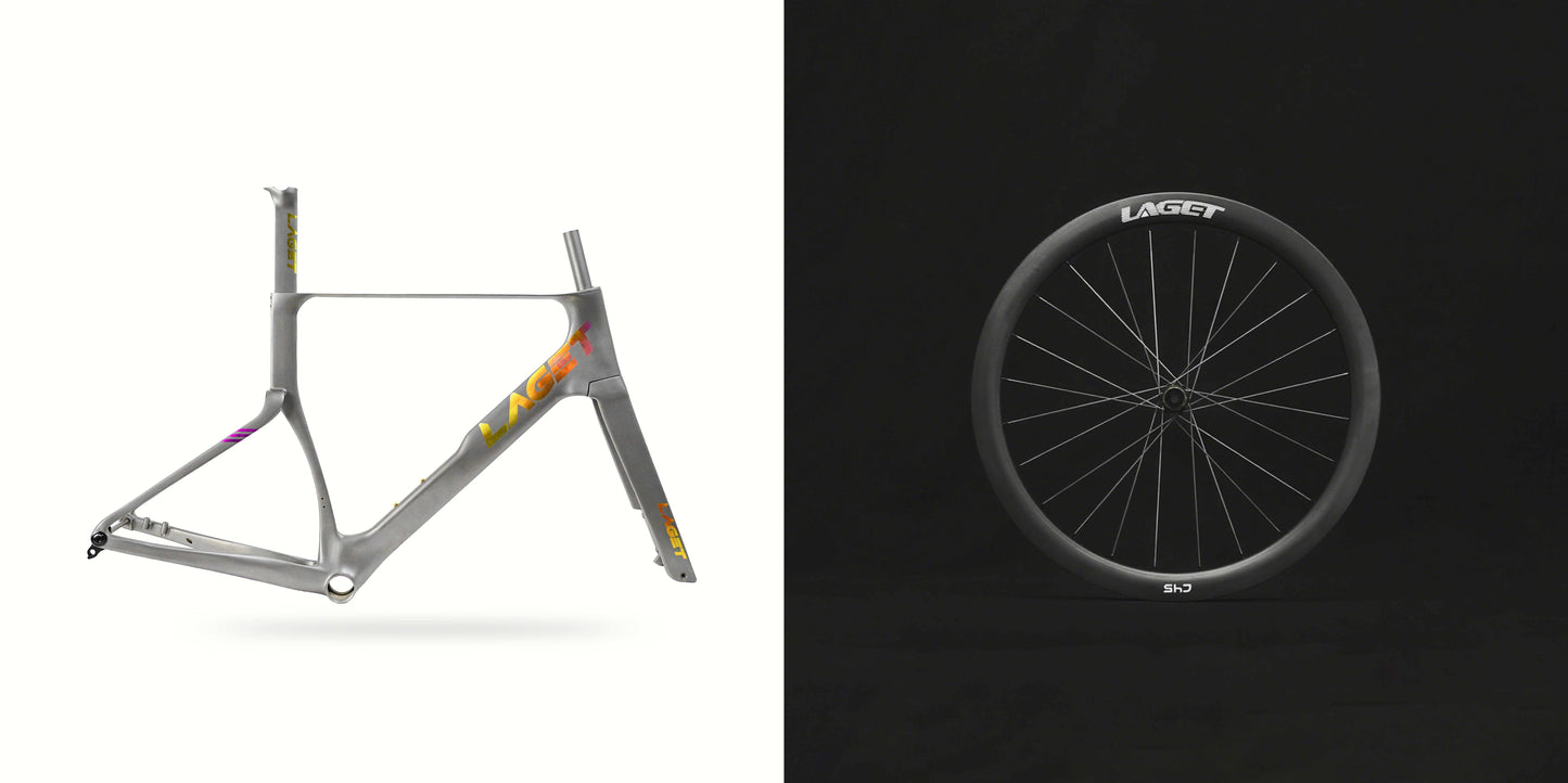 Laget Aero One Titanium Rennrad-Rahmenset | 3D-gedrucktes Titan | 1630g (M) | 700x30c