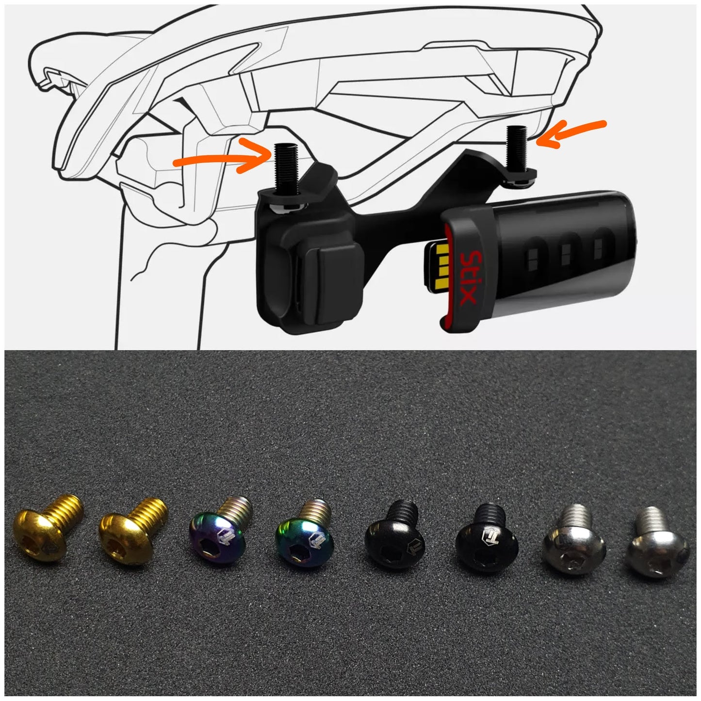 Titanium Screw for Stix Saddle Mount | Specialized Sworks Power Mirror Saddle Tail light Stix Elite 2 Switch Light