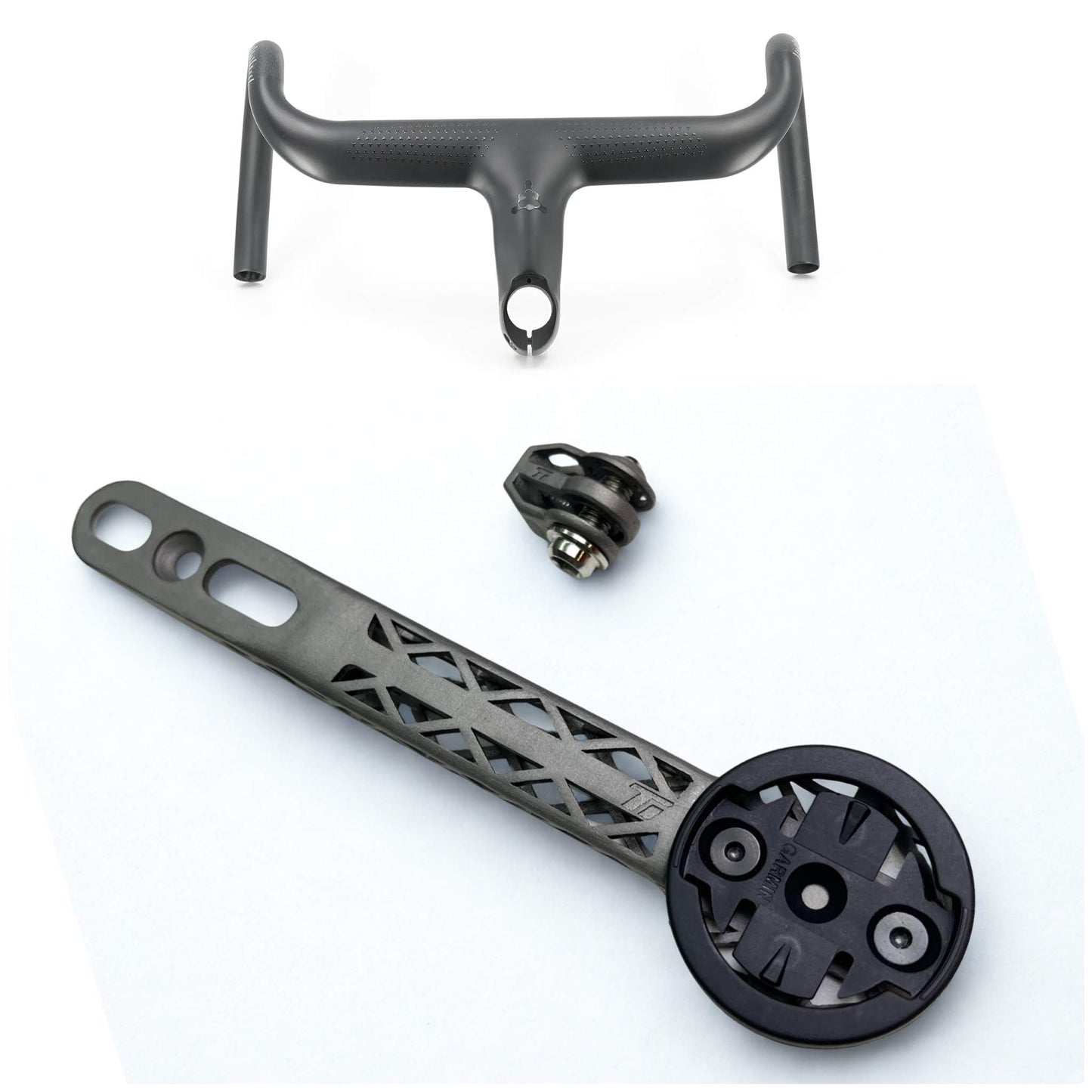 Polymer Workshop Sculpture Handlebar Titanium 3D Print Computer Mount | Garmin, Wahoo, Bryton