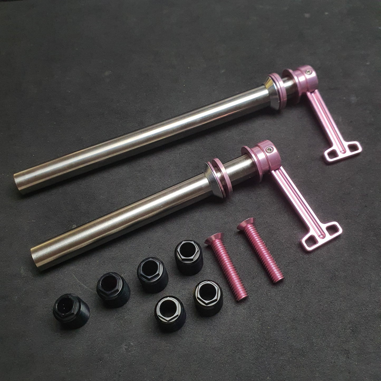 ロードバイク用ディスクブレーキ対応チタン製ユニバーサルスルーアクスル | 12mm 超軽量エアロアクスル、内蔵型隠しQRクイックリリース付き