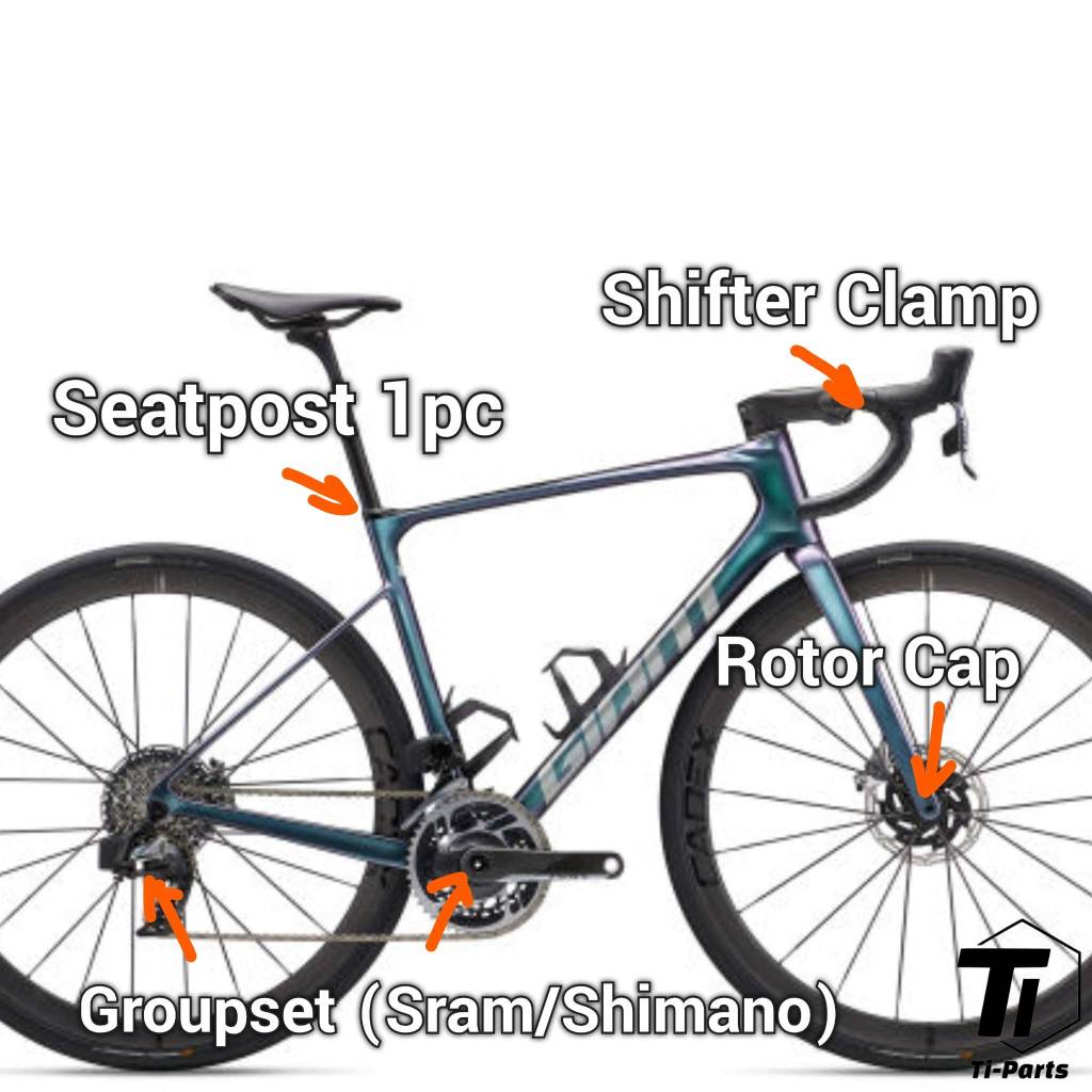 Titanium-opgradering til Giant Defy 2023 | Advanced Pro SL | Titanium Skrue Bolt Styr Sadelpind Sadel Shimano SRAM
