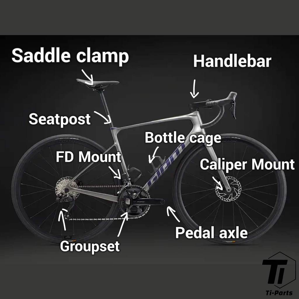 Titanium-opgradering til Giant Defy 2023 | Advanced Pro SL | Titanium Skrue Bolt Styr Sadelpind Sadel Shimano SRAM
