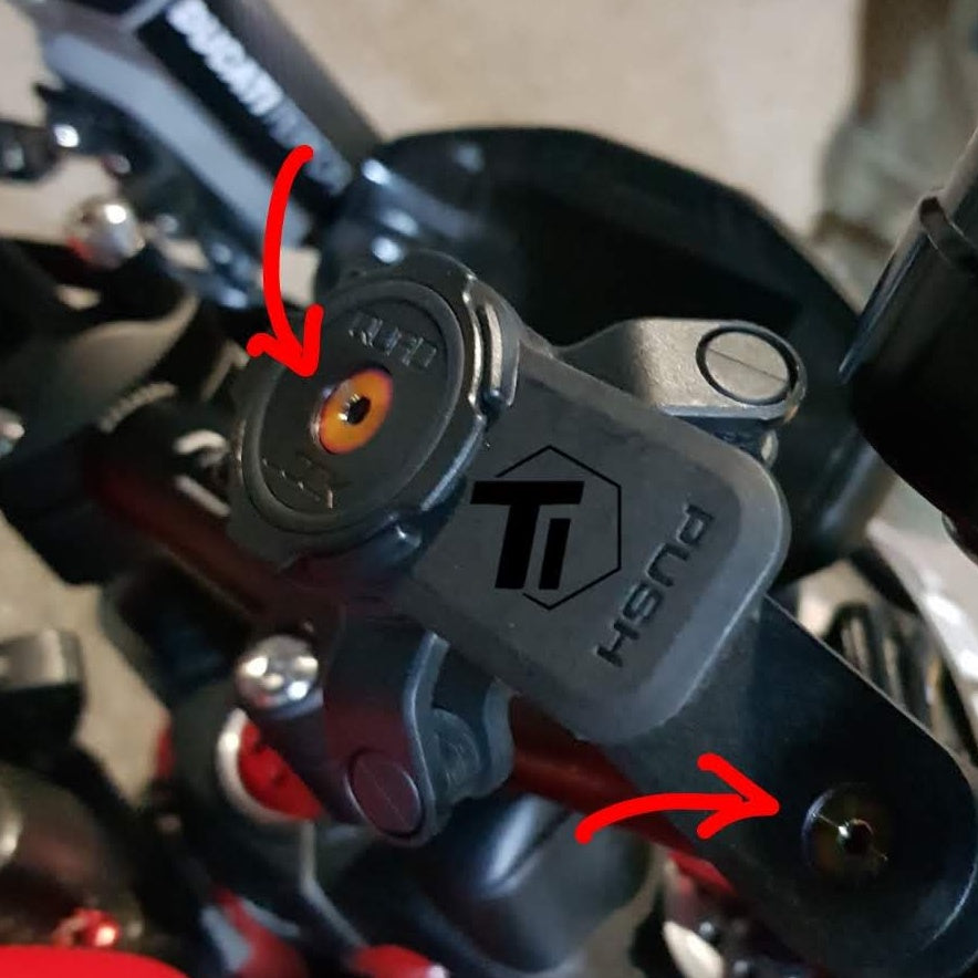 Parafuso de titânio Ti-Parts para montagem em suporte de smartphone Quad Lock | Bicicleta Quadlock 360 e motocicleta com parafuso de titânio