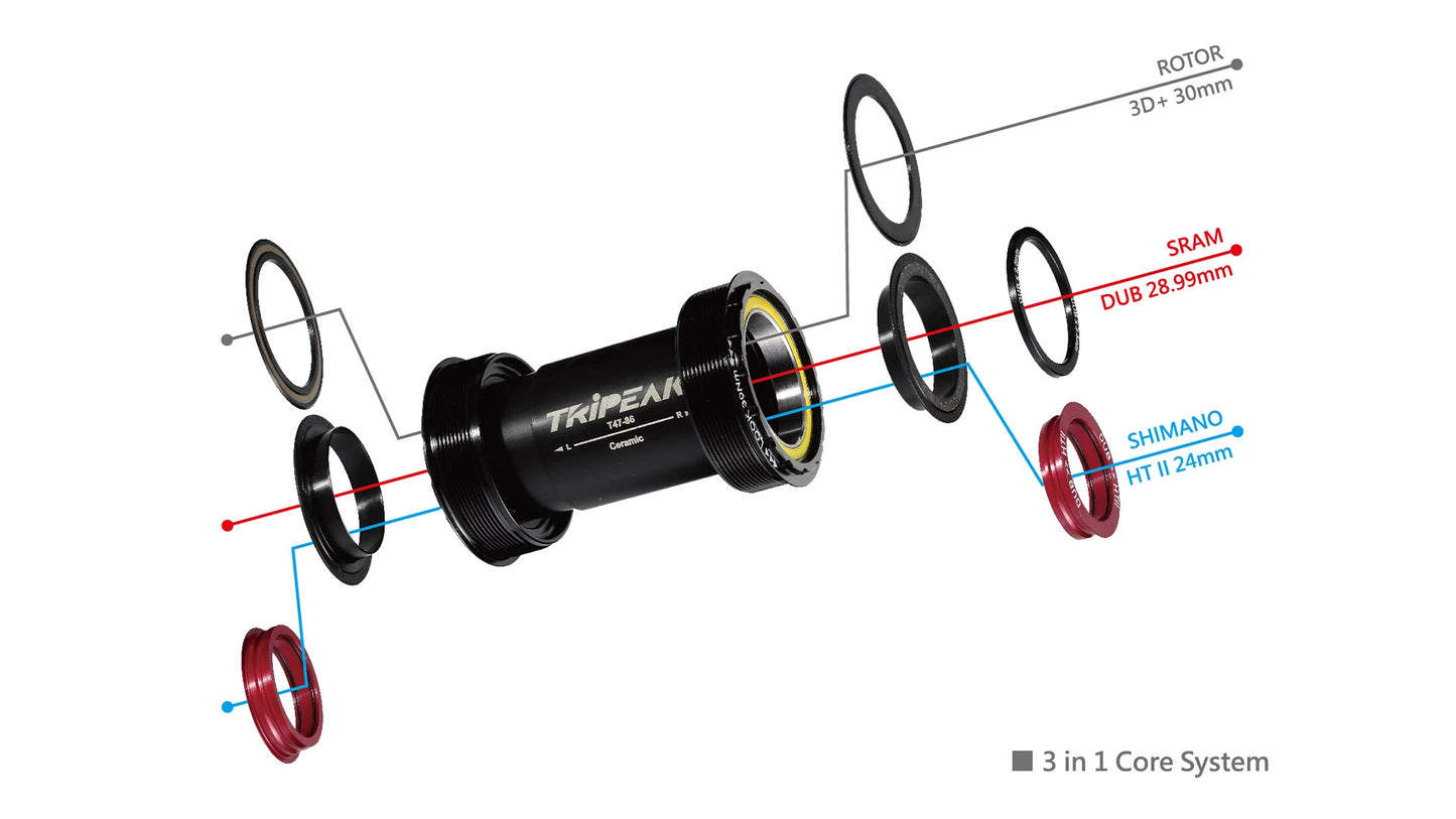 TRiPEAK BB30 68mm 3-in-1 Bottom Bracket | Ceramic/Steel Bearings