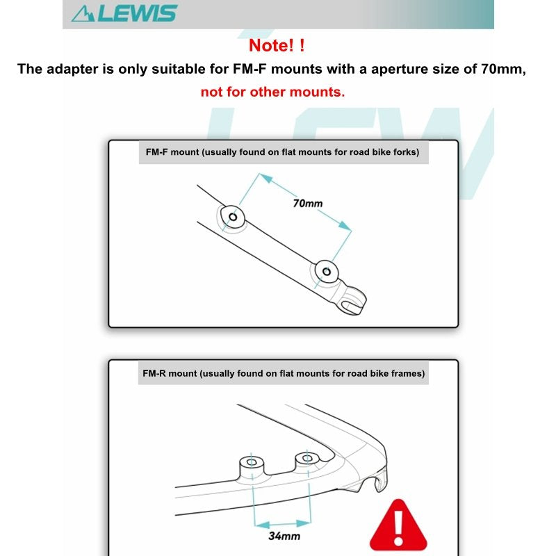 Lewis Flat Mount Adapter Front Brake | Direct Mount 140mm 160mm 180mm Caliper Adapter for Roadbike Gravel