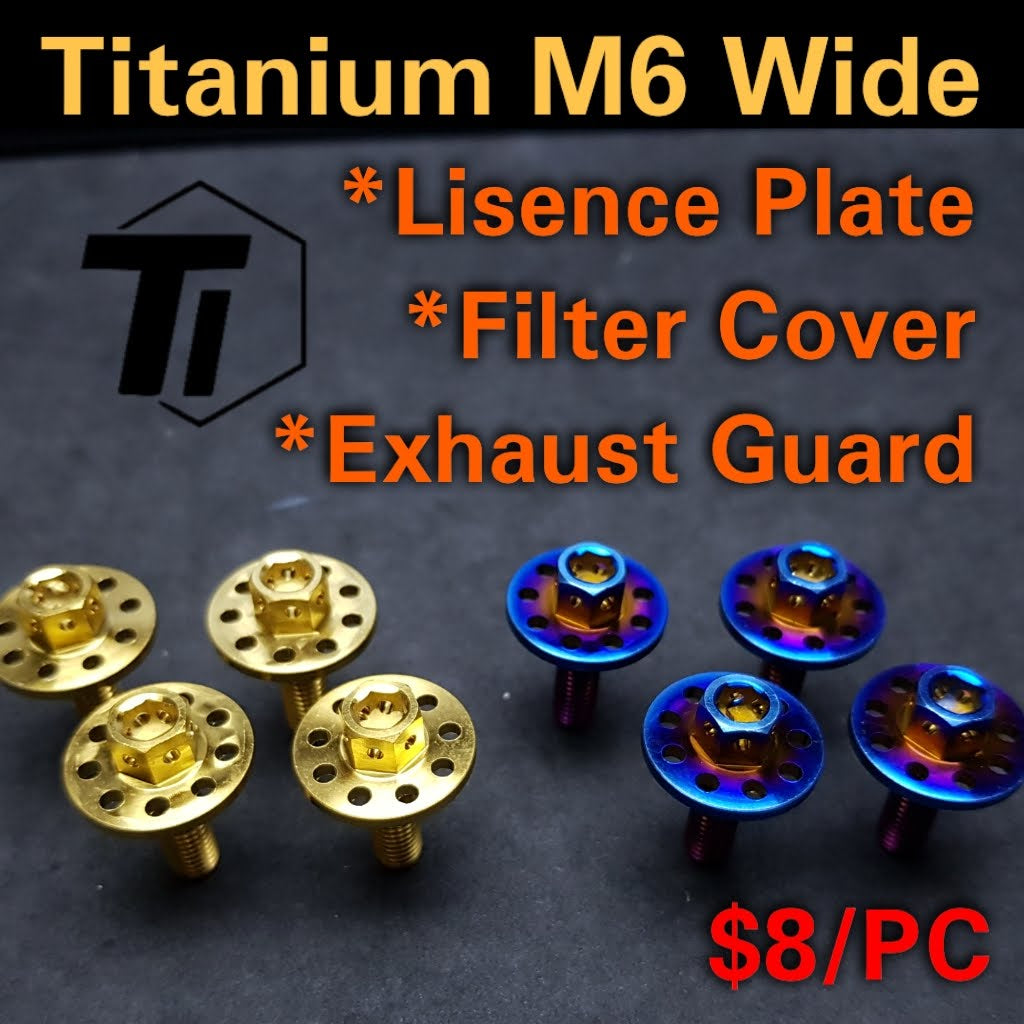Tytanowa szeroka pokrywa filtra M6 Osłona wydechu Śruba płytki Lisence M6x20 Tytanowa śruba klasy 5 Singapur