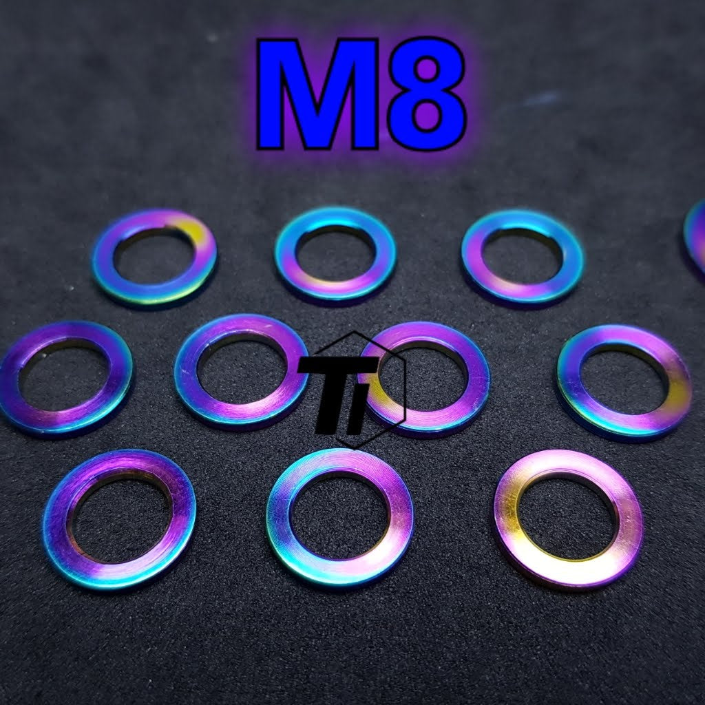 鈦平墊圈 M8 M10 適用於摩托車和電動滑板車軸蓋擋泥板 鈦螺絲 5 級 新加坡