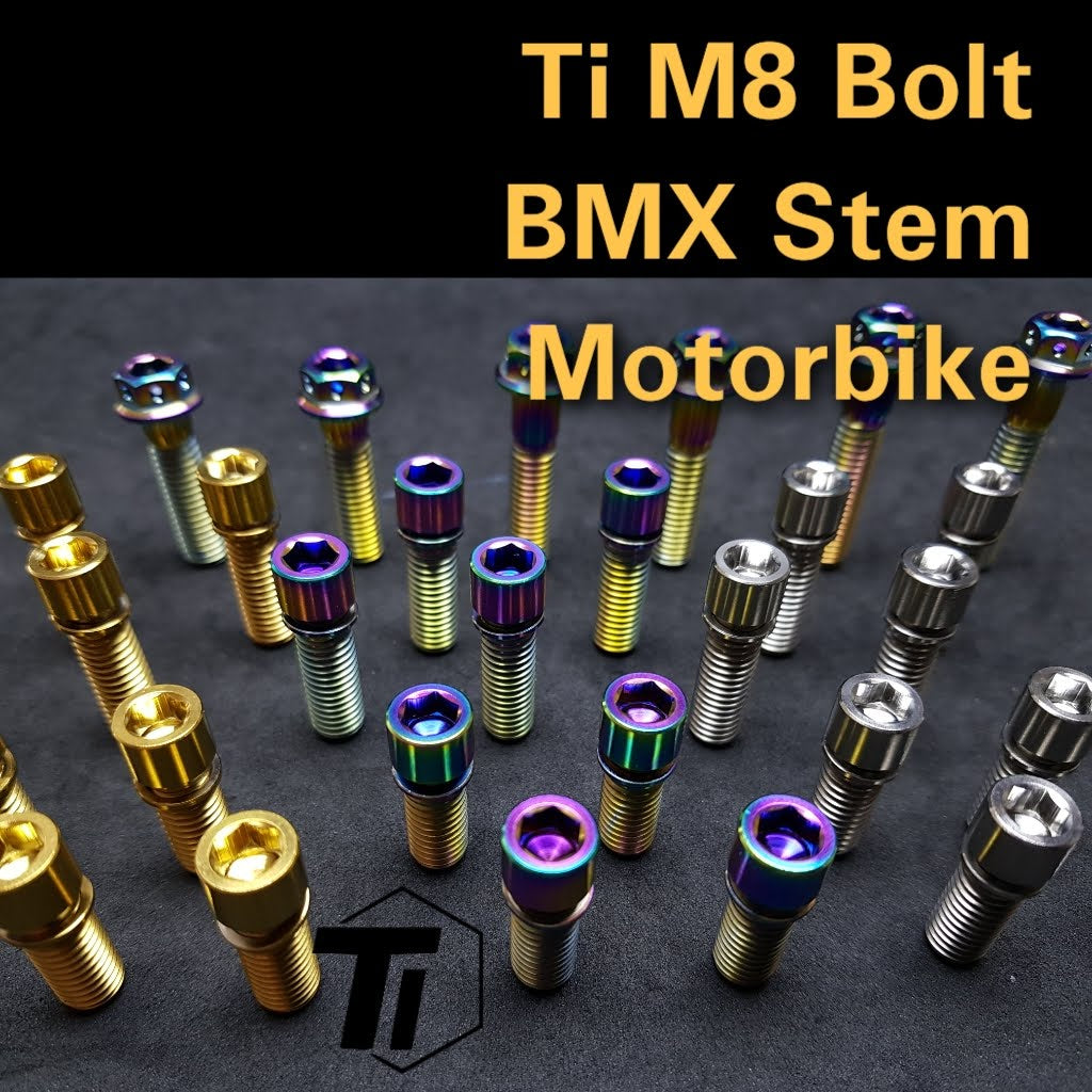 Titanium M8 Cap BMX Stem Bolt för Fit, Fiend, Fly BMX, WeThePeople, Söndag, Kink, Cult, Eastern, Haro, Mongoose, Elite BMX, Stulen