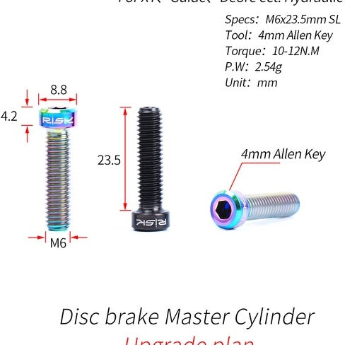 Titanium bromsok huvudcylinderbult för Shimano Deore XT &amp; SRAM Bromsok Fästskruvguide m7100 m8000 m8100