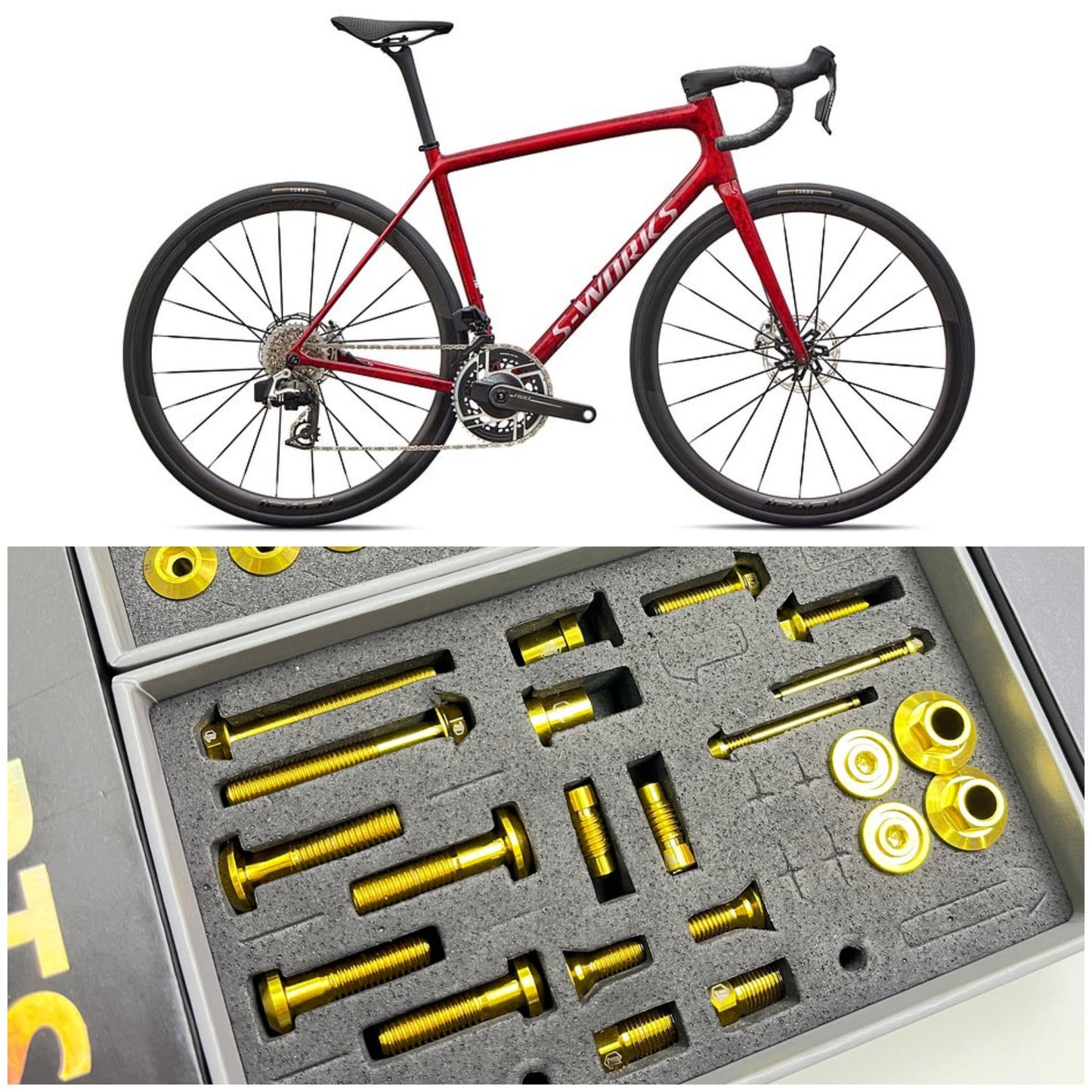 Titanové vylepšení pro Aethos | Specialized Sworks Shimano Dura Ace SRAM RED E1 AXS | R9270 R9250 Di2 Force | Šroub, matice a šroub