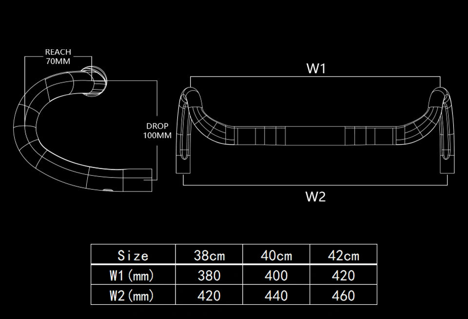 EXS R200 Road/Gravel Carbon Handlebar | 200g, Ergonomic Low Drop