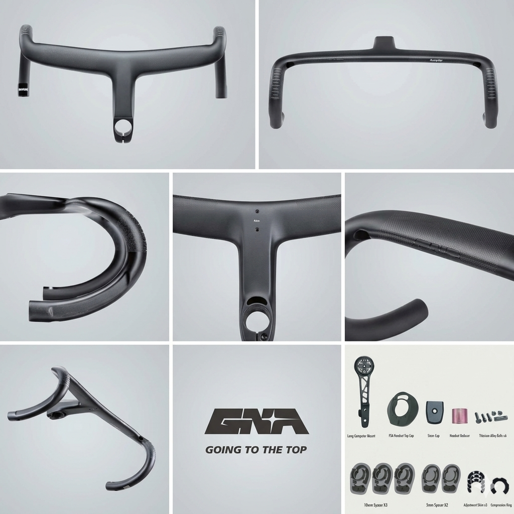 GANNA ANGLE° Carbon Integrated Handlebar | 320g T800+T1100 Carbon | FREE Transition Spacer, Accessories and Computer Mount