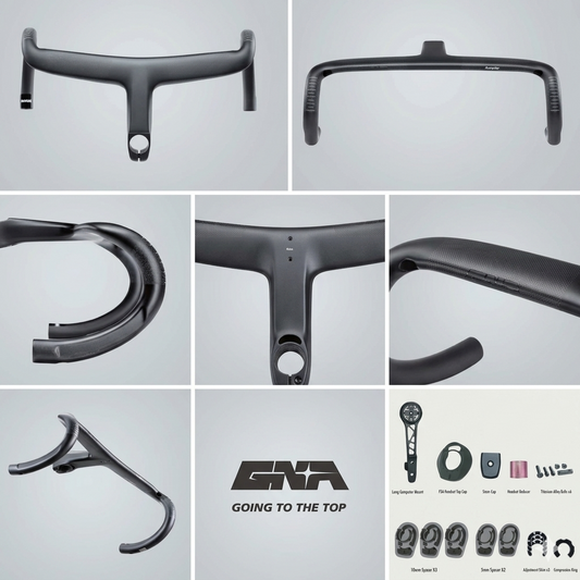 GANNA Angle° Carbon Integrated Handlebar | 320g T800+T1100 Carbon | FREE Transition Spacer, Accessories and Computer Mount