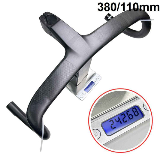 GANNA ANGLE° PRO مقود دراجة هوائية كربوني مدمج | 240 جرام M40X كربون | فاخر | مع فاصل الانتقال والملحقات وحامل الكمبيوتر مجانًا