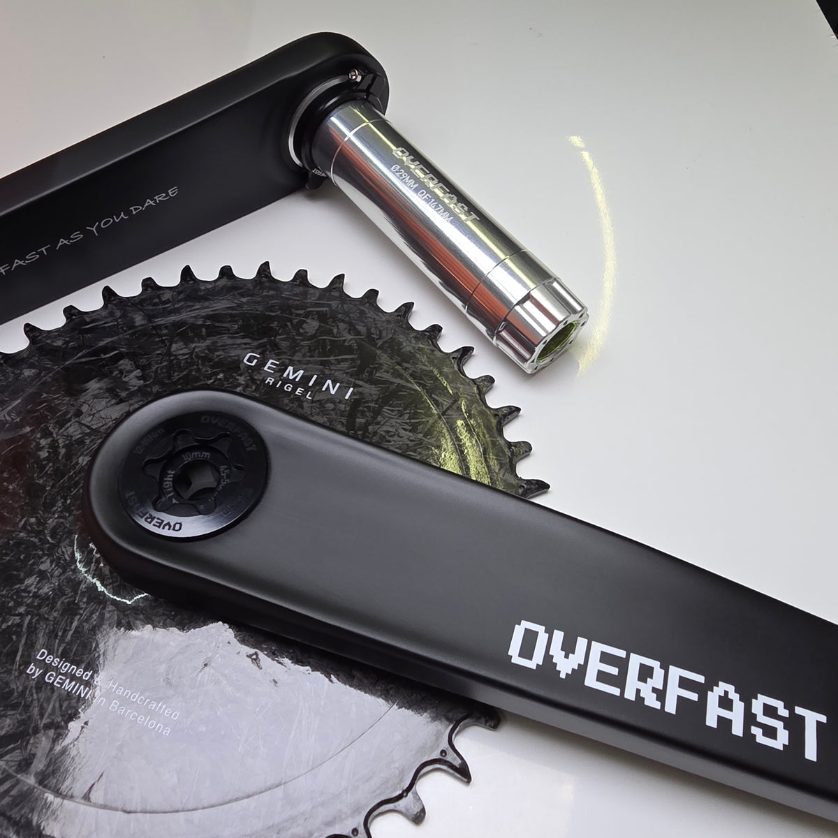 Gemini Rigel Carbon Chainring - Raceface Easton interface Tiparts install with Overfast Vela crankset