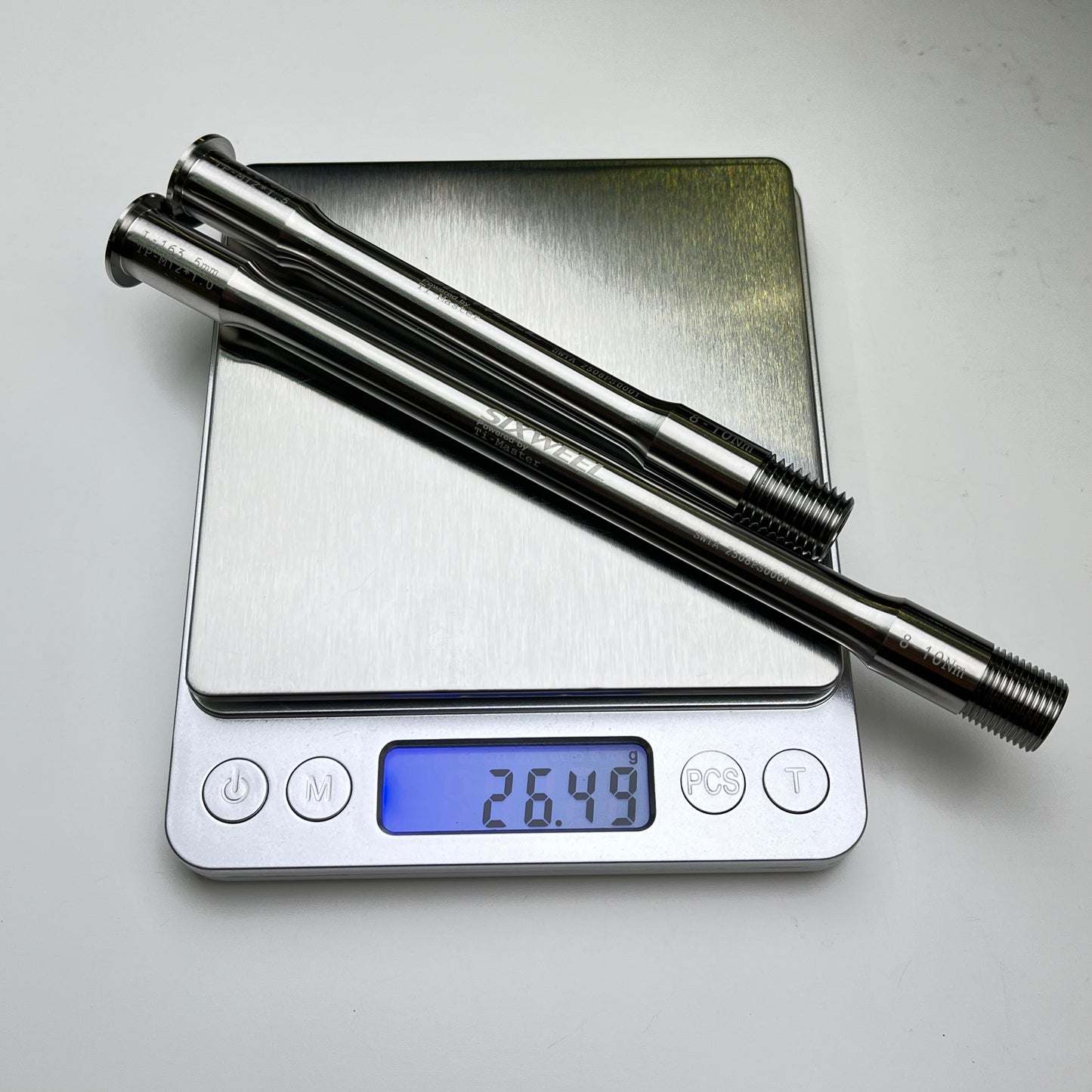 Eixo passante de titânio Sixweel 27,52g | Passoni Titanio Classica / Prima / XXTi / Fidia Disco