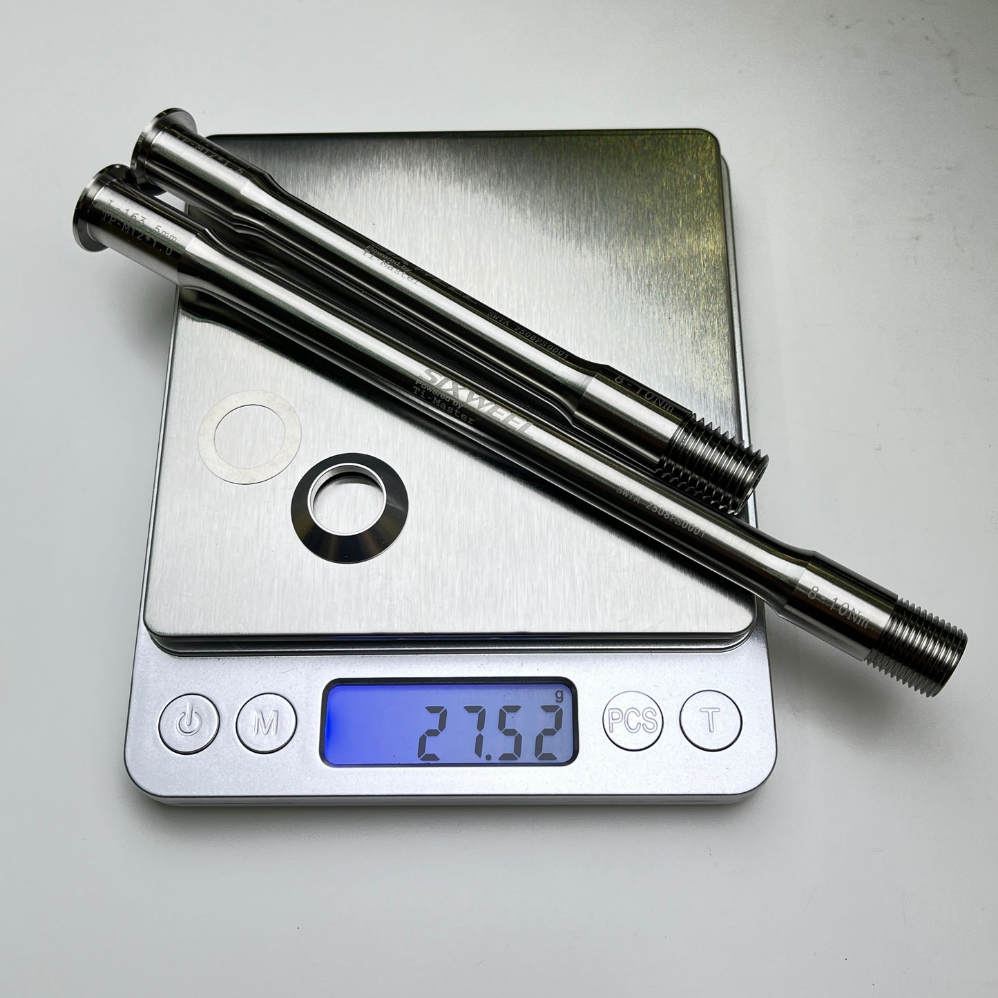 Eixo passante de titânio Sixweel 27,52g | Passoni Titanio Classica / Prima / XXTi / Fidia Disco