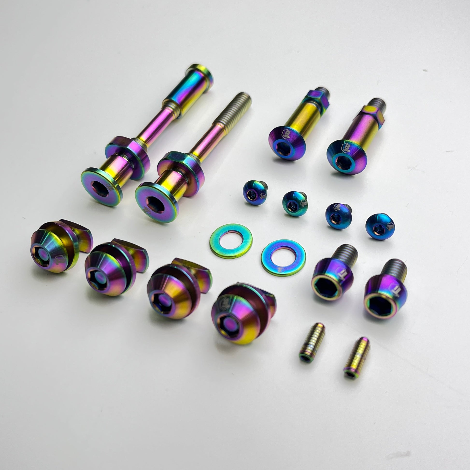 Rainbow oil slick titanium Brompton 2018 brake caliper upgrade kit