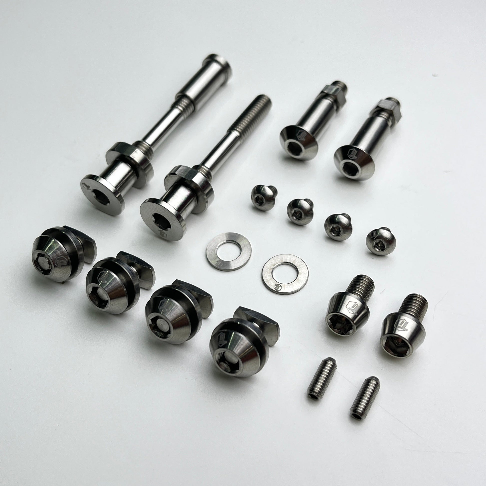 Silver titanium Brompton brake caliper upgrade kit components