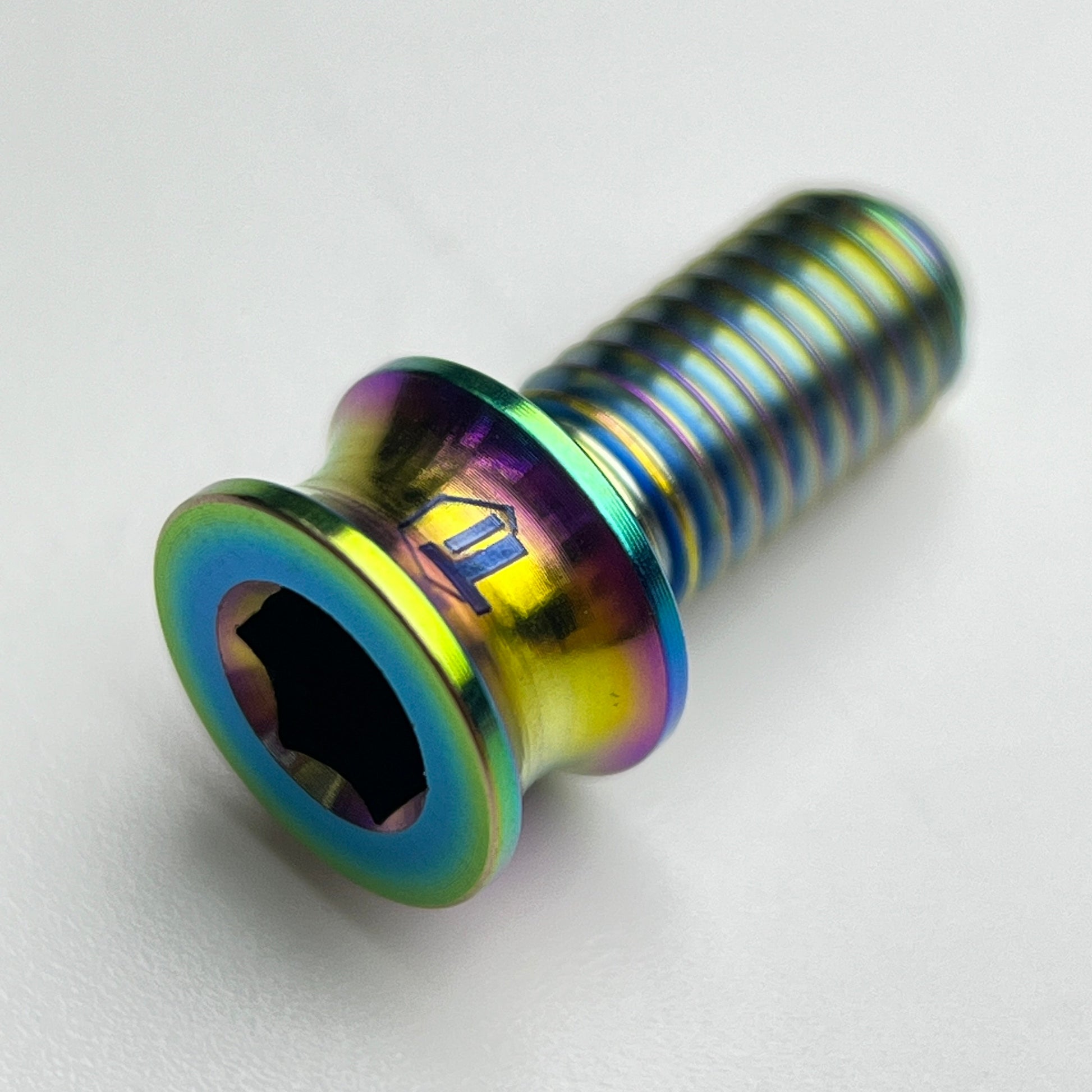 Rainbow oil slick titanium bolt for Specialized rear derailleur hangers