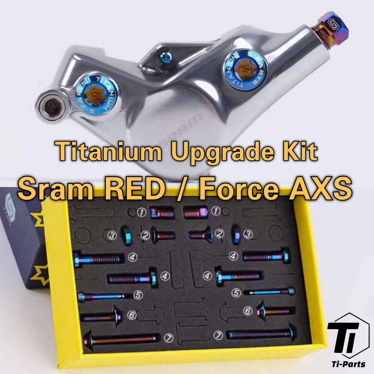 Titanium Sram Red Force Rival eTap AXS Full Upgrade Kit | 11s 12s Hydraulisk skivbroms Fälgbroms Drivlina Full Ti Upgrade | Grad 5 Titanium Singapore
