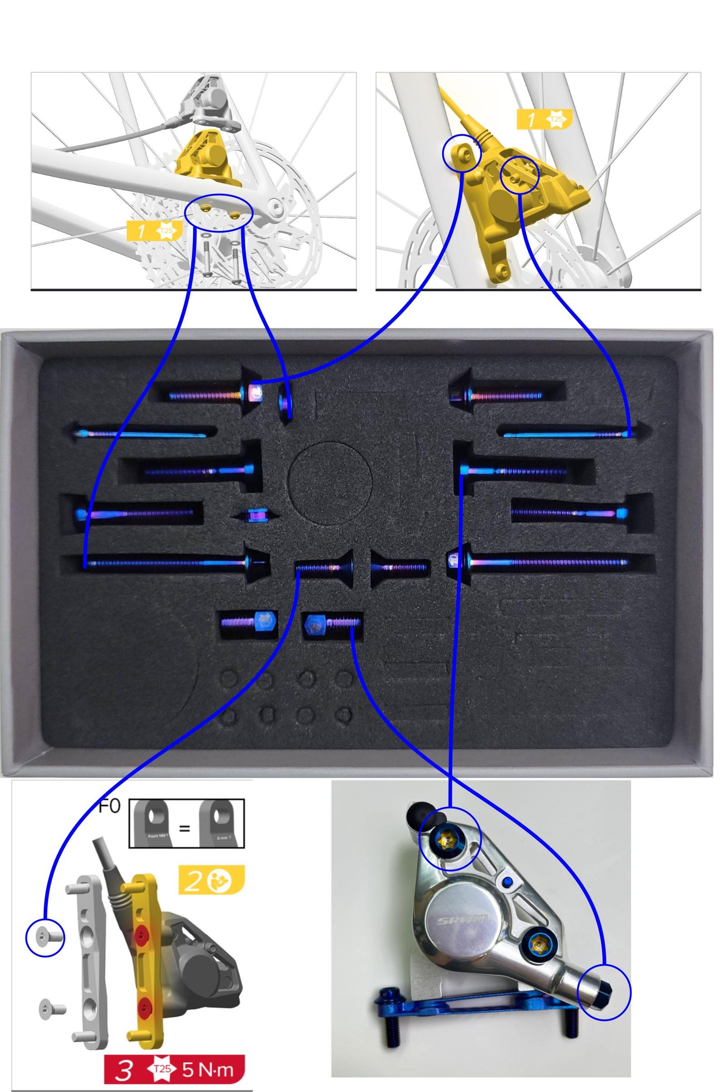 Upgradovací sada pro titanové řazení Sram Red E1 AXS | Kompletní upgrade hydraulických kotoučových brzd Force Riva 12s | Stupeň 5