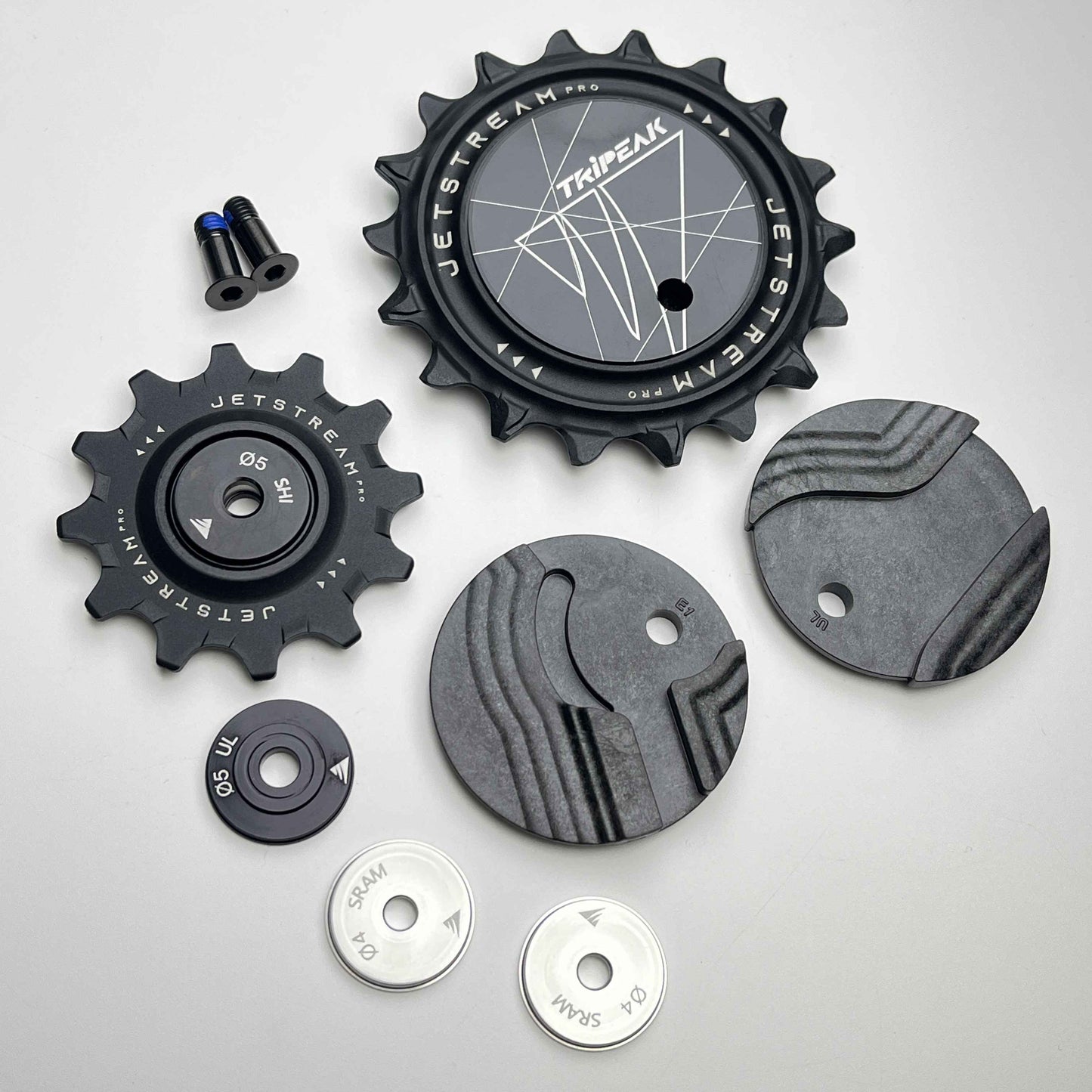 TRiPEAK Jetstream Pro AERO Roulettes de dérailleur Céramique 12T/18T | 12v Shimano Dura-Ace/Ultegra, SRAM Red/Force E1 | Roulettes de dérailleur Surdimensionnées Aérodynamiques Asymétriques (AOPW) OSPW