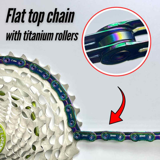 سلسلة YBN من التيتانيوم 12 و11 سرعة، قياسية وFlat Top | Shimano SRAM Campagnolo