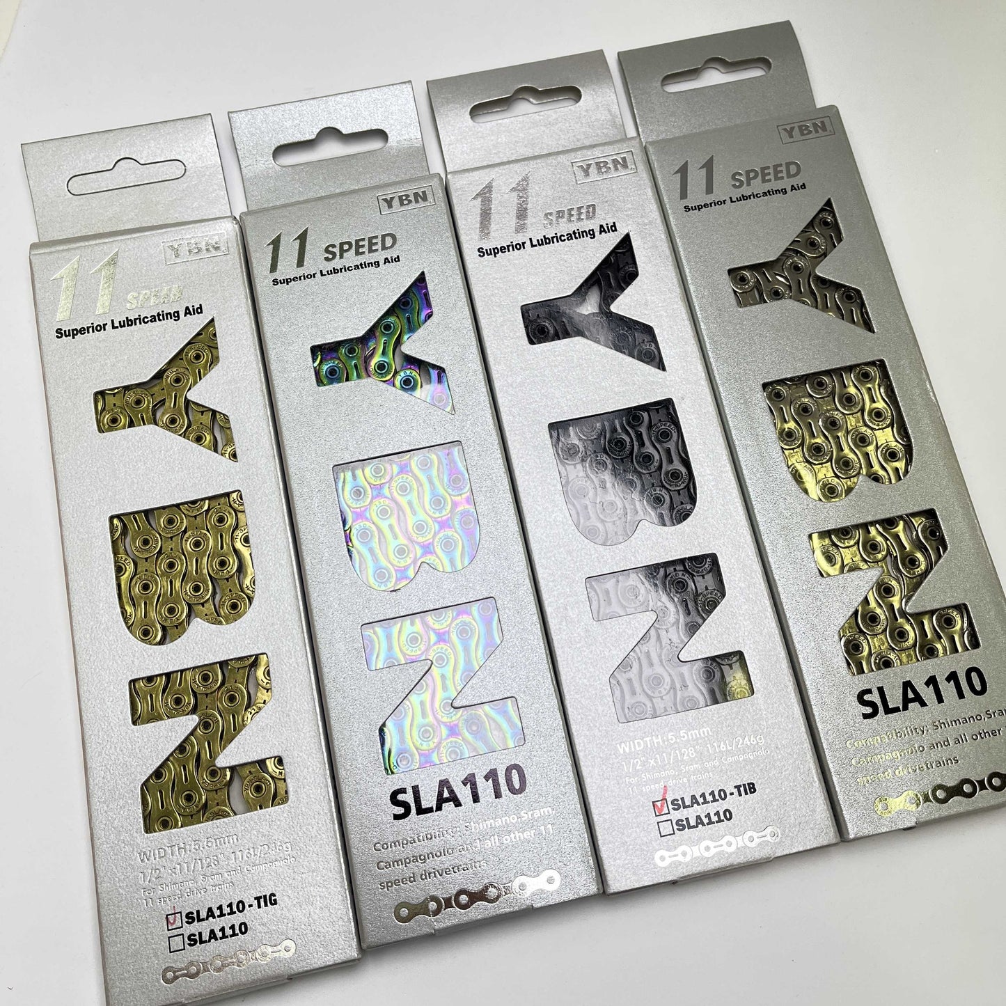 YBN 11-Speed Bicycle Chain SLA110-Ti-N | 116 Links | Shimano SRAM Campagnolo