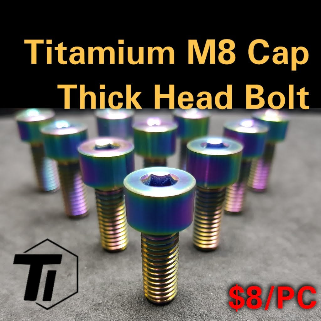 Titanium M8 Cap hovedbolt M8x20 M8x30 tykt cap hoved til BMX &amp; motorcykel Styr Titanium Screw Cykel MTB