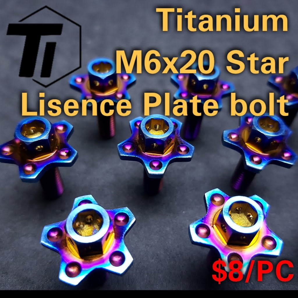 Титановый болт номерного знака со звездой M6x20 — Ti-Parts Титановый винт Yamaha Grade 5, Сингапур
