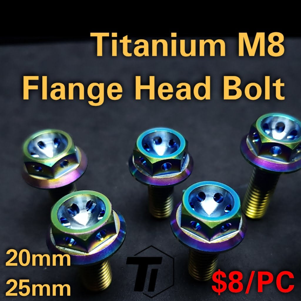 Titanium M8 Flangehovedbolt - M8x20 M8x25 Titanium Screw Grade 5 Singapore