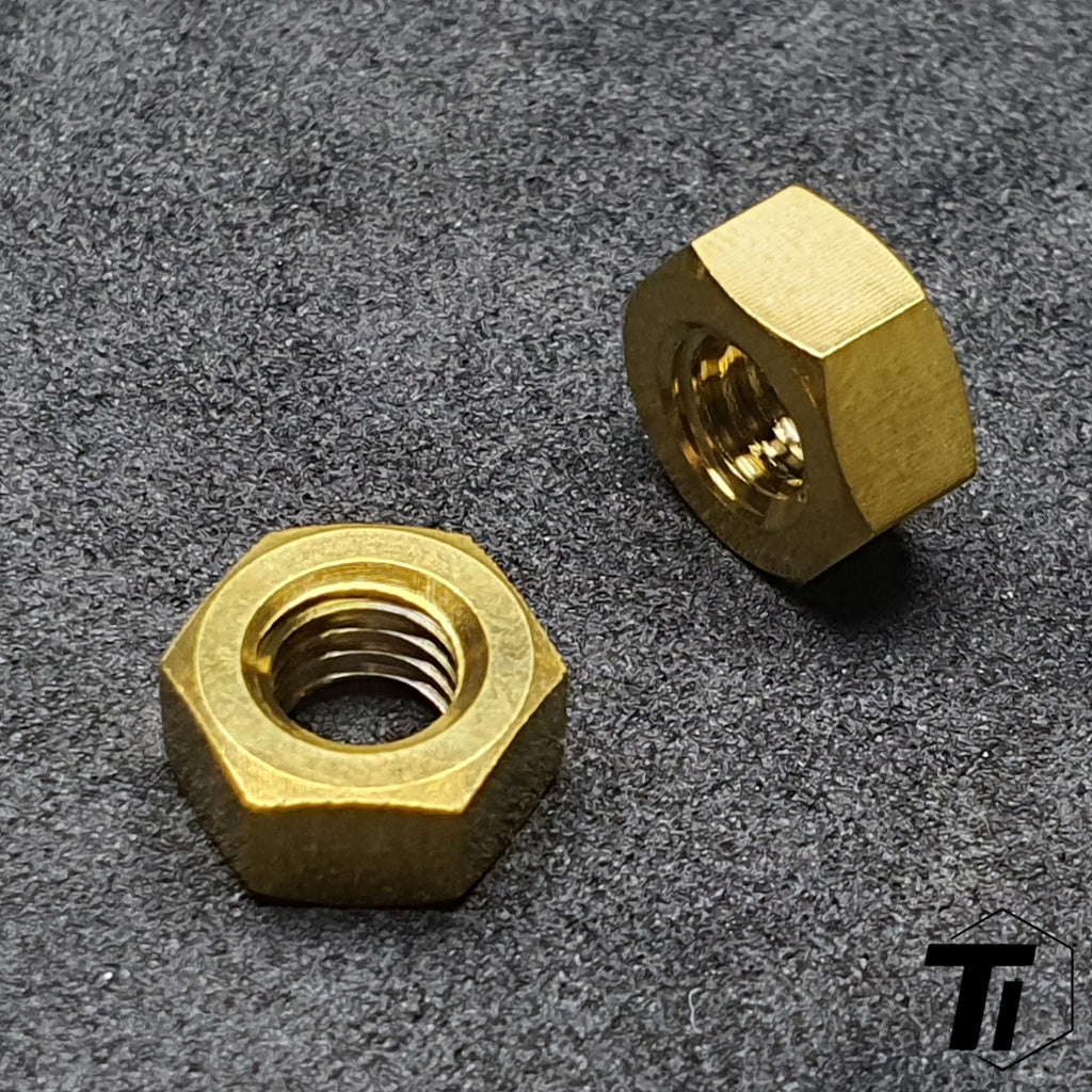 Titanium møtrik til Brompton Bremsecaliper Pivot | P Line T Line Gold Oil Slick Sort Sølv | Titaniumskrue Grade 5 SG 