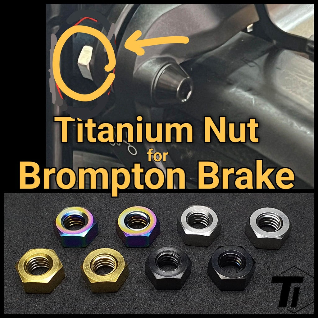 Titán anya a Brompton féknyereg forgócsapjához | P Line T Line Gold Oil Slick Black Silver | Titán csavar, Grade 5 SG 