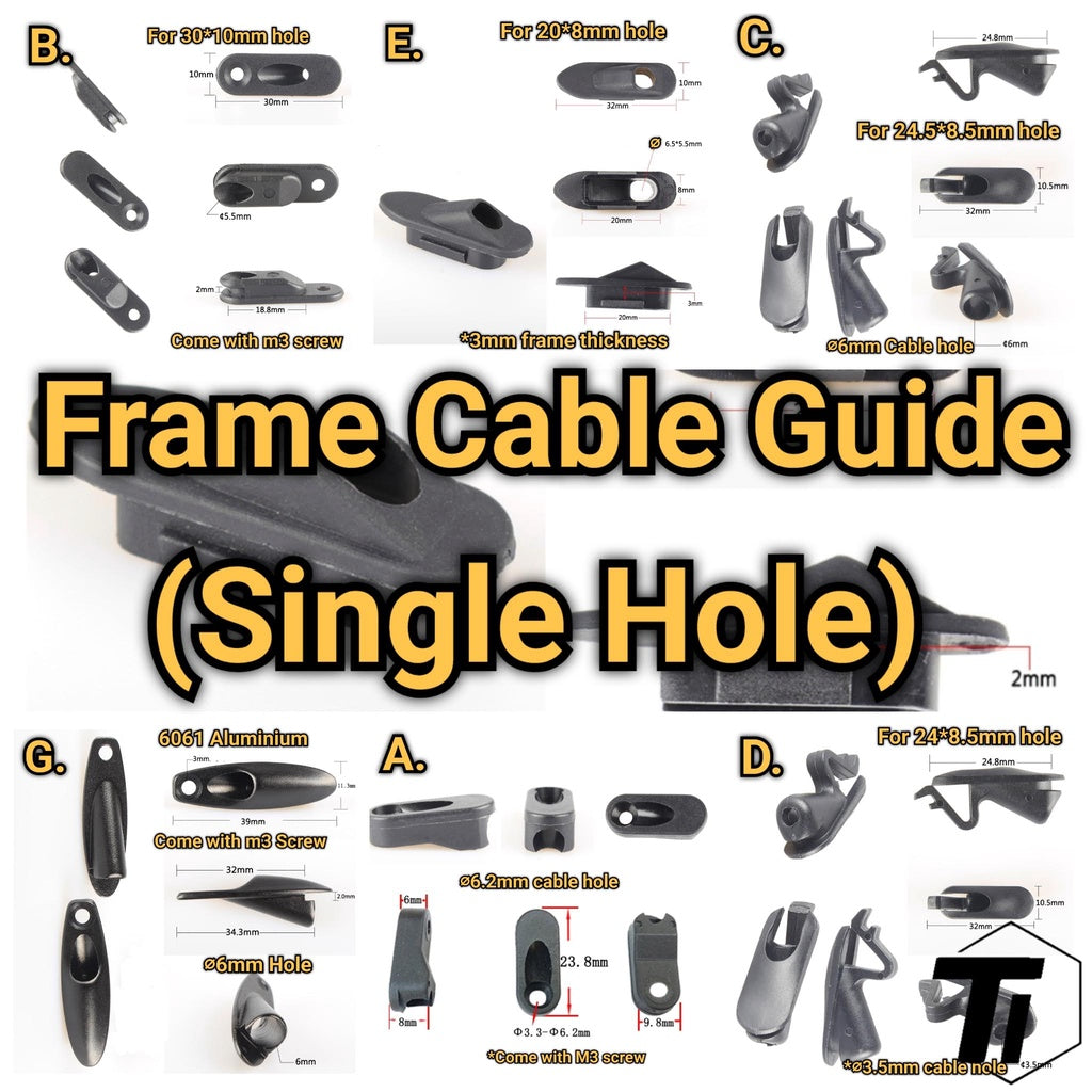 Bike Frame Cable Guide Cover | Single Hole | Shifting Brake Cable Di2 Plug Plastic Alumium Shimano Sram