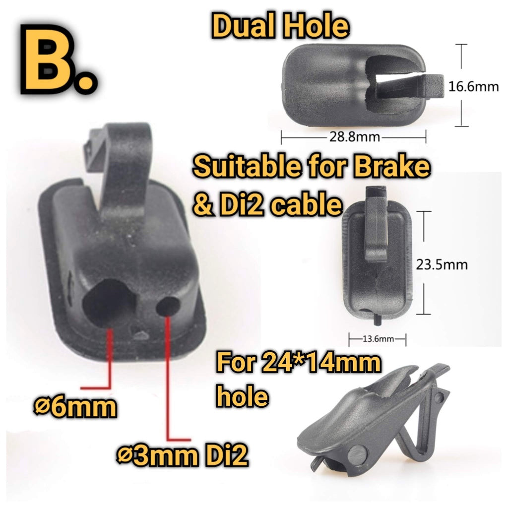 Cubierta de guía de cables para cuadro de bicicleta | Doble agujero | Cable Freno Cambio Di2 Enchufe Plástico Shimano Sram 