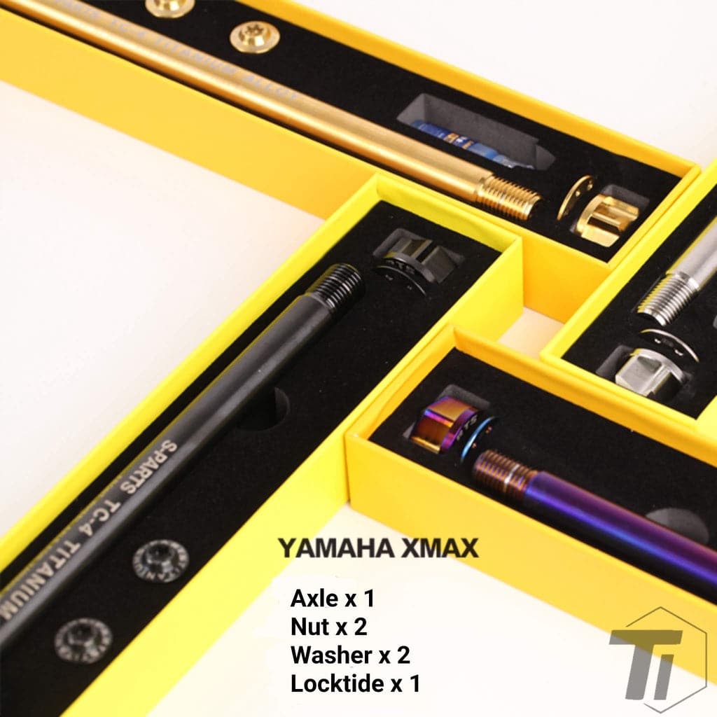 Titanaxel för Yamaha XMAX 300 | Framhjulsaxelsats | Titanium Screw Grade 5 Singapore