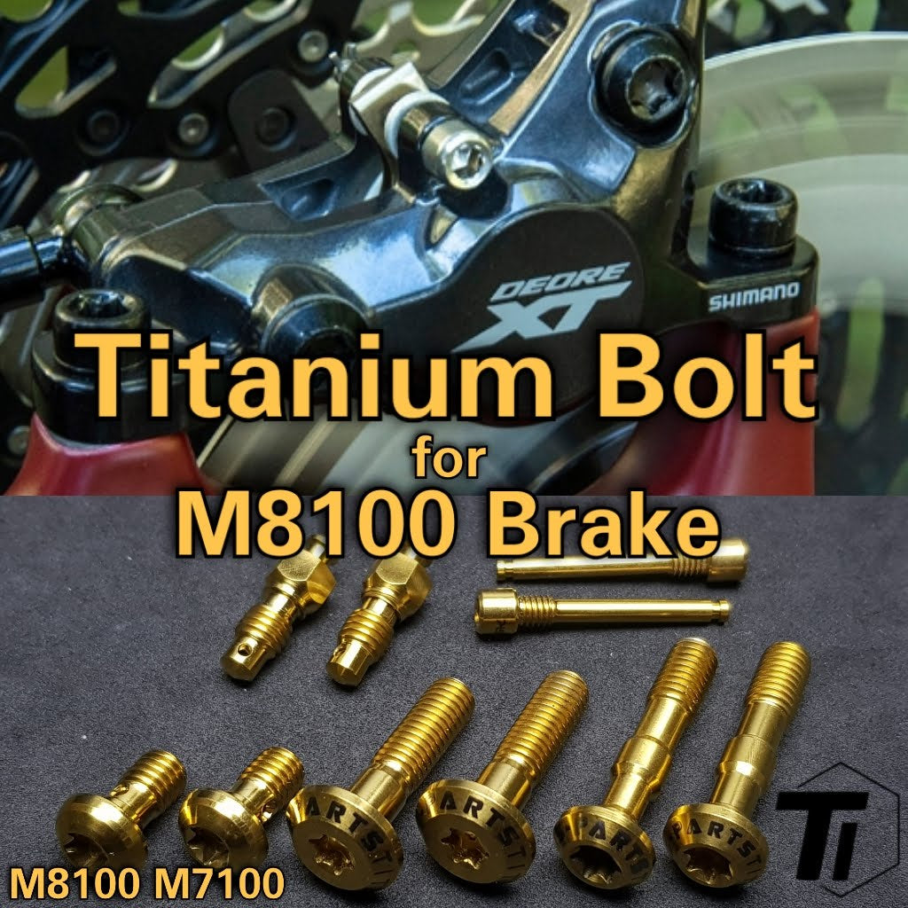 Titanium Upgrade Kit for M8100 M7100 Brake Caliper| Shimano XT SLX BR-M8100 BR-M7100 2 Pot Brake Banjo Bleed Nipple Pad