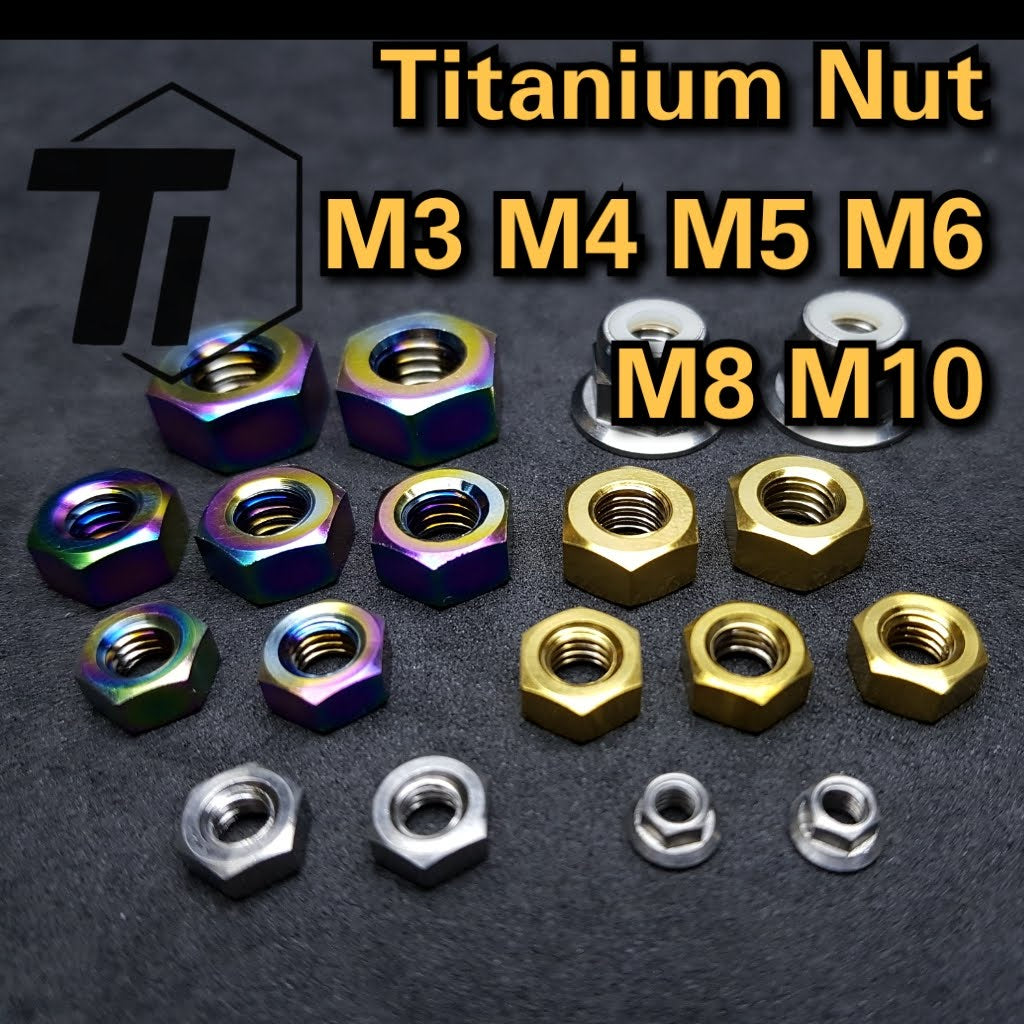 Titanmutter olika storlekar M3 M4 M5 M6 M8 M10 Titanskruvmutter Grad 5 Singapore MTB