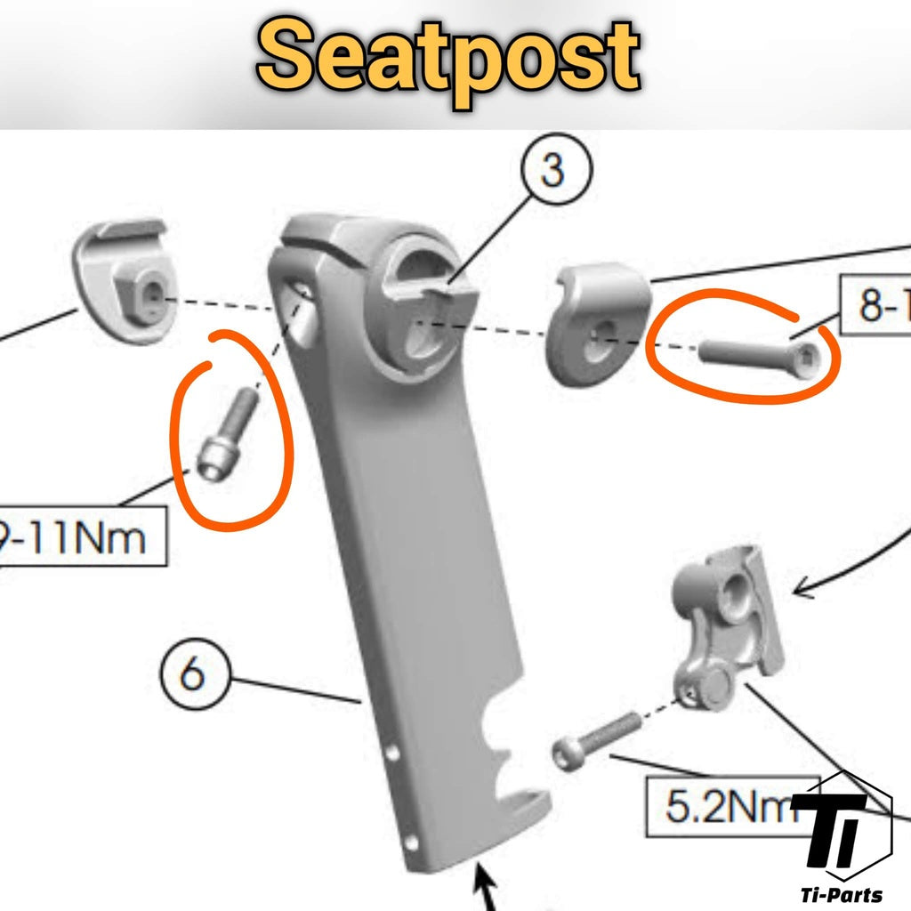 Titanium opgradering til Trek Madone Gen7 SLR SL | MY2024| Grade 5 Titanium Bolt Screw Singapore