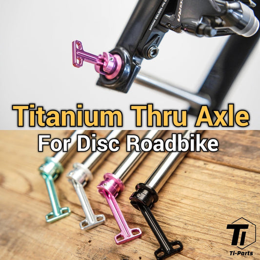 Titanium steekas voor racefiets schijfrem | 12 mm Super Aero lichtgewicht as met ingebouwde verborgen QR Quick Release