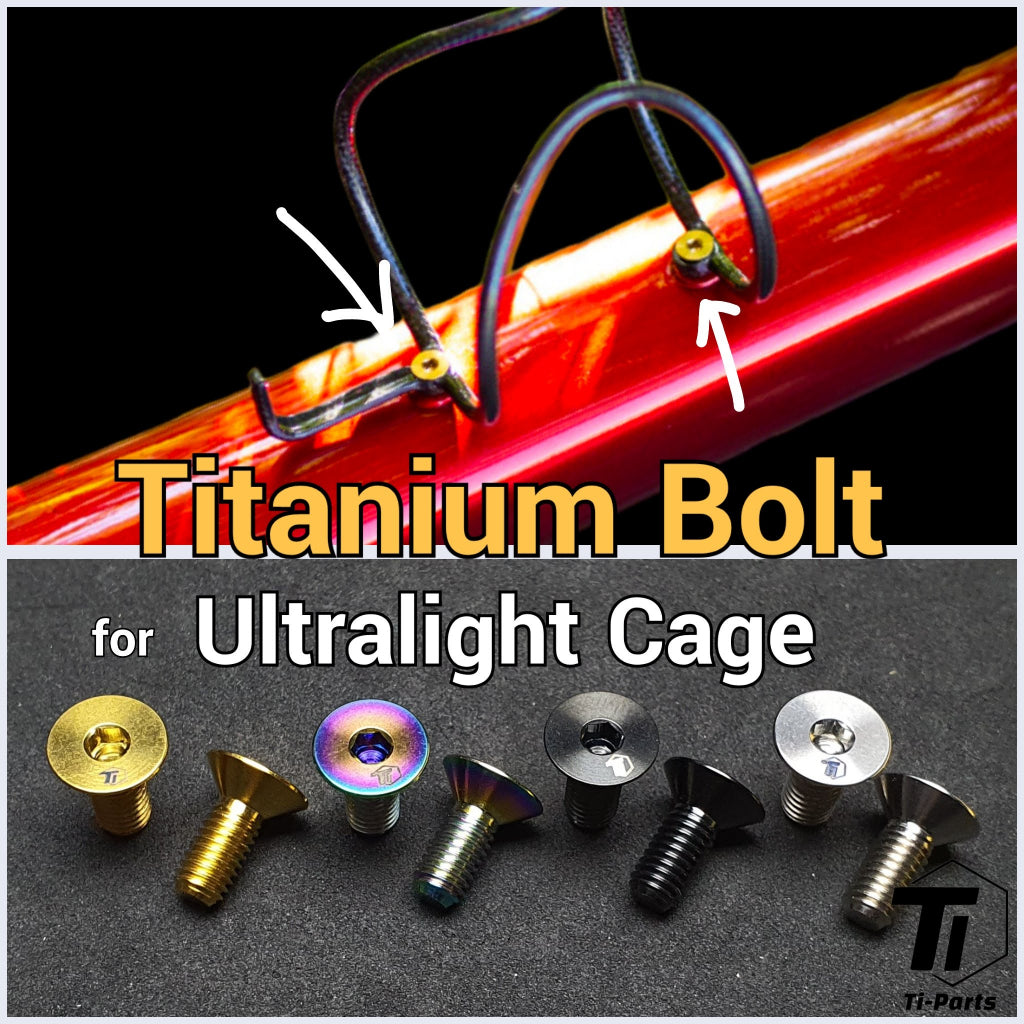 Titanium-Käfigschraube für Ultralight-Flaschenhalter 8g | Ti-Bolzen Hohlkäfig aus Kohlefaser, versenkt | Titaniumschraube Grade5