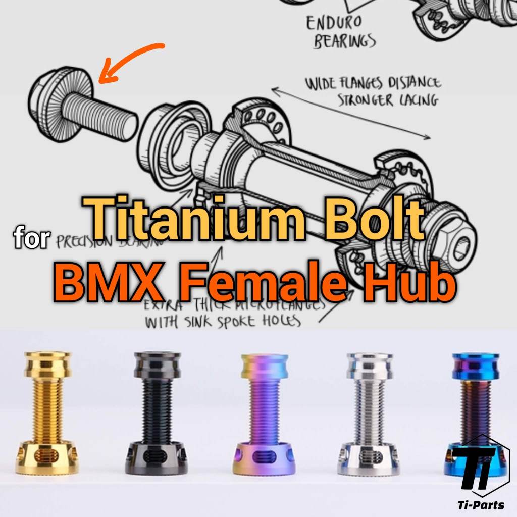 Titanium BMX Female Hub Bolt & Anti Loose Washer | Bicycle Spacer KHE M10 Inbus Screw Flybikes Magneto | Grade 5