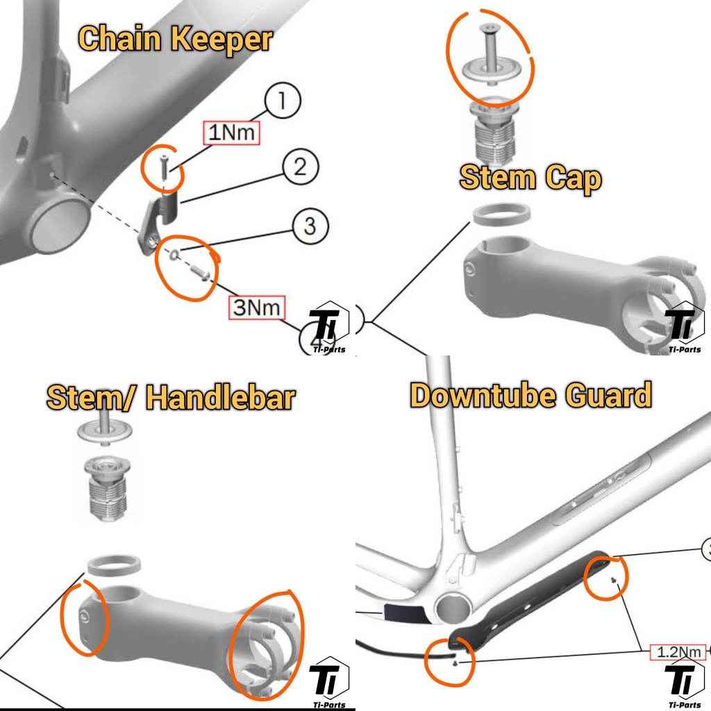 Titanium-uppgradering för Trek Checkpoint| SL SLR MY23 | Ramhål Skruvtätning Top Tube Downtube Bagagehållare Bult Skruv | Gr