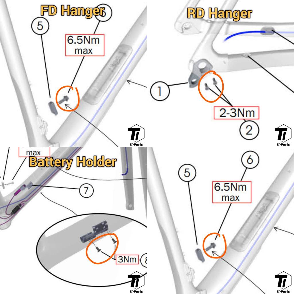 Actualización de titanio para Trek Checkpoint| SL SLR MY23 | Orificio del marco Sello de tornillo Tubo superior Tubo inferior Tornillo del perno del portaequipajes | Gramo